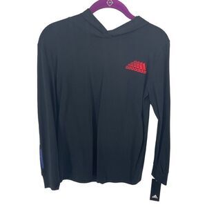 Adidas Boy's Black 3D Badge Hoodie Longsleeves T-Shirt Size M NWT rainbow